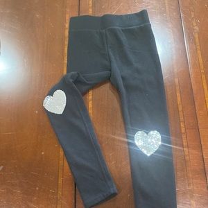 Girls fleece lined heart sequin leggings